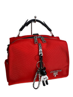 Женская сумка-рюкзак из текстиля, цвет красный