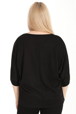 Блузка черная женская нарядная со стразами - Almond фото 2