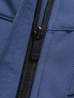 Ветровка женская софтшелл виндстоппер с капюшоном спортивная синего цвета 9616_1S