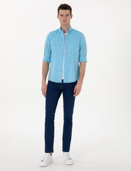 Рубашка Pierre Cardin Keten Slim Fit аква длинный рукав