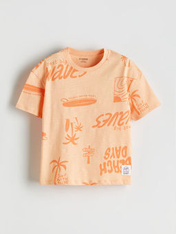 Bisiklet Yaka Bask?l? Erkek ?ocuk Ti??rt