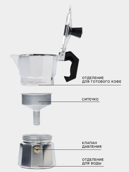 Кофеварка гейзерная Доляна Alum, на 1 чашку, 50 мл
