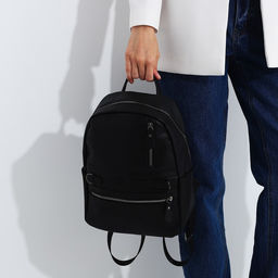 Рюкзак женский из искусственной кожи на молнии, 2 кармана, цвет чёрный - Simaland фото 6