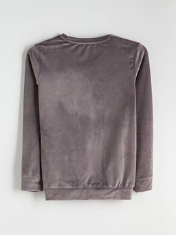 Bisiklet Yaka Nak??l? Kad?n Kadife Pijama ?st?