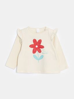 Bisiklet Yaka Bask?l? K?z ?ocuk Ti??rt