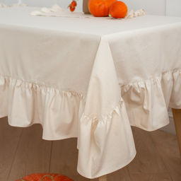 Скатерть прямоугольная с рюшами Чистый хлопок, 100% хлопок ВБ Размер без рюши 110х150 - Традиция фото 3