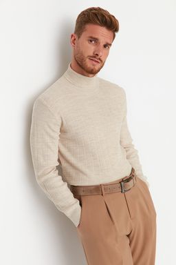 TRENDYOL MAN Bej Regular Fit Bal?kc? Yaka Triko Kazak TMNAW21KZ2502 - Trendyolmilla фото 3