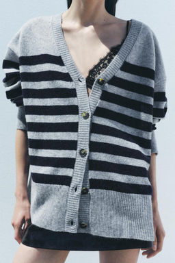 STRIPED KNIT CARDIGAN 100% WOOL - Zara фото 2