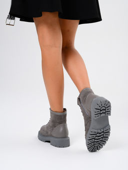 Ботинки 319.taskanagr.Серый замок замша+игуана/байка