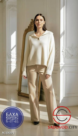 Свитер поло женский с v-вырезом