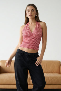 K?rm?z? Poti Kare Boyundan Baglamal? Fitted Esnek Orme Bluz TWOSS25BZ00565 - Trendyolmilla фото 16