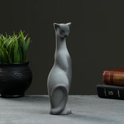 Фигурка керамика «Кошка Багира наклоненная», серо-чёрный, 4×5×20 см