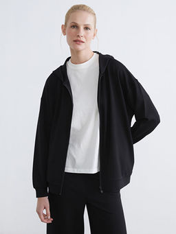 Kap??onlu Soft Touch Kad?n Fermuarl? Sweatshirt