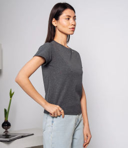 Футболка #КТ250360, тёмно-серый меланж