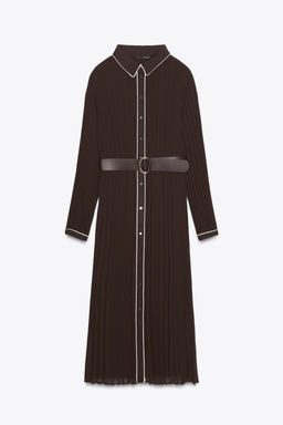 BELTED PLEATED MIDI DRESS - Zara фото 7