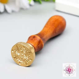 Печать для сургуча с деревянной ручкой «Компас», 9×2.5×2.5 см