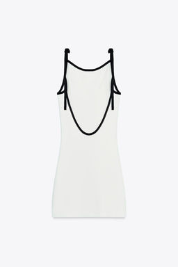 CONTRAST BOW KNIT MINI DRESS - Zara фото 5