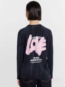 Джемпер женский черный с принтом и надписью "Love" варка на черном 122867