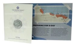 Монета 50 пенсов 2024 года Великобритания Высадка в Нормандии (День Д) (в блистере)