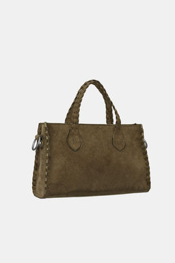 BRAIDED SPLIT SUEDE CITY BAG - Zara фото 3