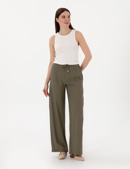 Haki Loose Fit Kanvas Pantolon