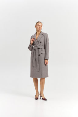 Пальто женское демисезонное 25775 (коричневый/ёлочка)