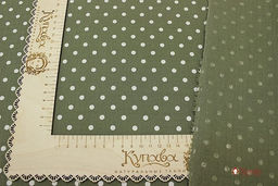 Муслин двухслойный с эф.жатости Горох на сером хаки, ш.1.41м, хл-100%, 120гр/м.кв - Купава фото 4