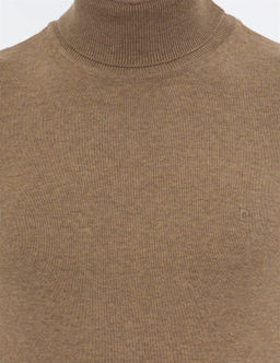 Camel Melanj Slim Fit Bal_k__ Yaka Basic Triko Kazak