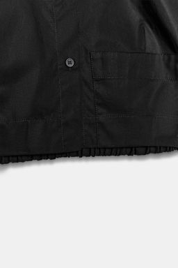 CAMISA CROP POPEL?N RAYAS / Negro