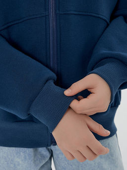 Толстовка для девочек синяя на молнии