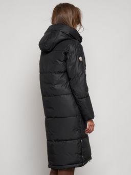 Пальто утепленное с капюшоном зимнее женское черного цвета 13816Ch - Visdeer фото 10