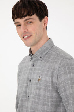 Мужская серая рубашка с длинным рукавом Неожиданная скидка в корзине - U.s. polo assn фото 2