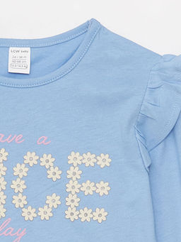 Bisiklet Yaka Uzun Kollu Bask?l? K?z Bebek Ti??rt 2li - Waikiki фото 3