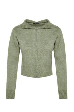 TRENDYOLMILLA Ekru Crop Kapusonlu Buklet Triko H?rka TWOAW24HI00370  фото 13