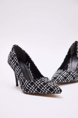 Siyah Tuvit Sivri Burun Kad?n Klasik Topuklu Ayakkab?