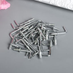 Цена за 2 шт. Крючок металл, набор 40 шт., серебро, 2.5×0.5 см, МИКС