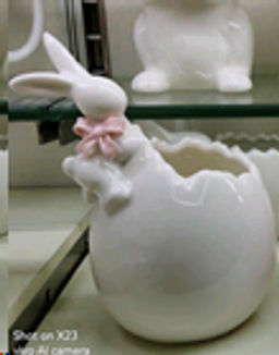 Фигурка кашпо белое Кролик 9х10х15 см / 19182-1W /уп 36/Пасха - ГалеонТрейд фото 2