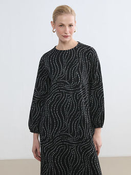 Bisiklet Yaka Desenli Elbise