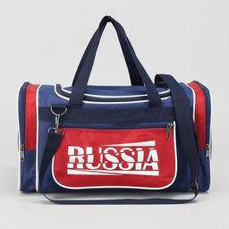 Сумка спортивная, 3 отдела на молниях, наружный карман, длинный ремень, средний размер, цвет синий/красный