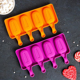 Форма для мороженого Доляна Эскимо малое, силикон, 21.5?12.5?2 см, 4 ячейки (6.9?3.8 см), МИКС  фото 9