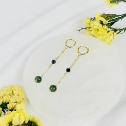 Серьги на цепочке из Нефрита и Шпинели