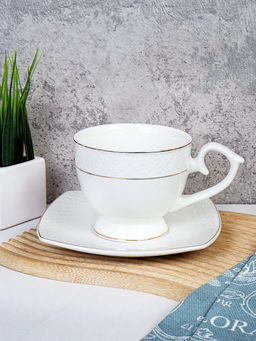 Чайная пара 2 предмета 260 мл на ножке / GA1-12G /уп 48/ костяной фарфор в подарочной упаковке - ГалеонТрейд фото 2