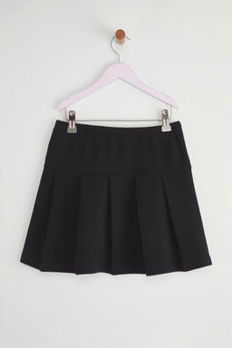 Siyah K?z Cocuk Pamuklu Basic Pileli Mini Orme Etek TKDSS25ET00000 - Trendyolmilla фото 2