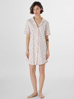 Сорочка ночная женская розовая с цветочным принтом