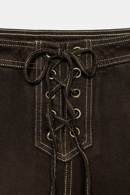 Z1975 STRAIGHT HIGH-WAIST JEANS WITH LACES - Zara фото 7