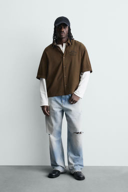 CAMISA FLUIDA BORDADO / Marr?n