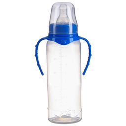 Бутылочка для кормления M&B, классическое горло, с ручками, от 3 мес., 250 мл., цилиндр, МИКС