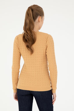 Женский базовый свитер светло-коричневого цвета с v-образным вырезом Неожиданная скидка в корзине - U.s. polo assn фото 5