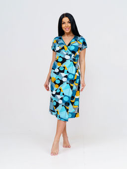 Халат женский, цвет голубой горчичный