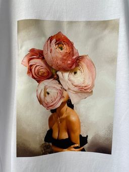 178 Футболка с принтом Пионы, белый - Knitka wear фото 4